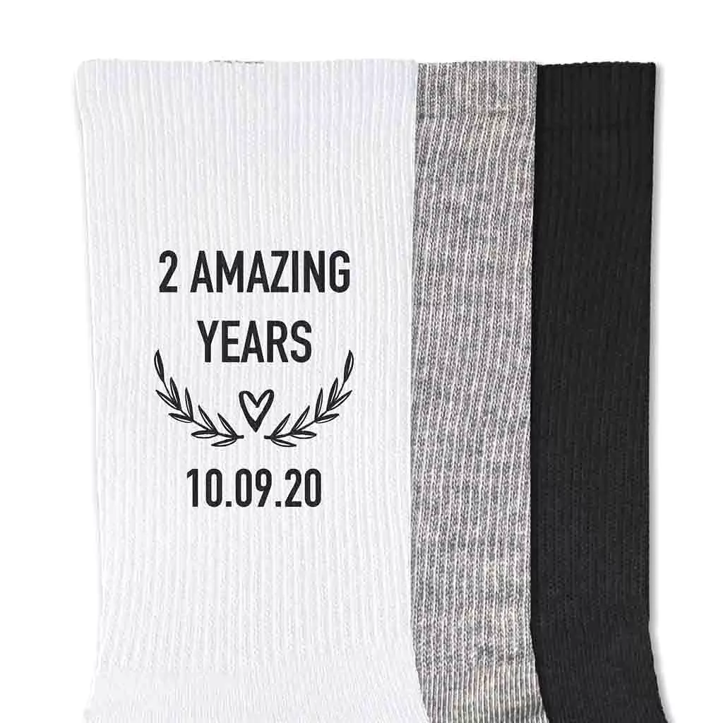 2nd Anniversary Dress Socks for Men - 2 Amazing Years