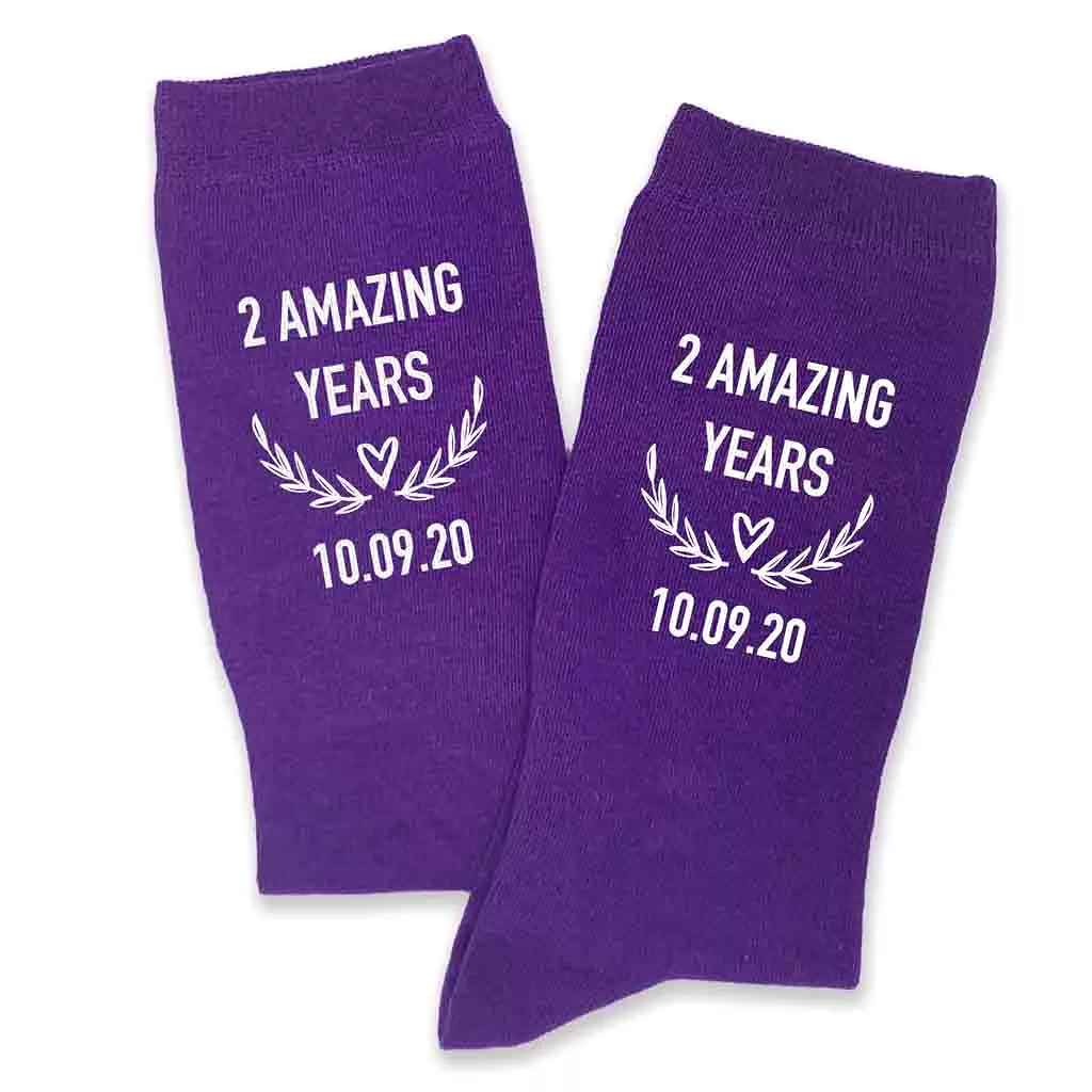 2nd Anniversary Dress Socks for Men - 2 Amazing Years