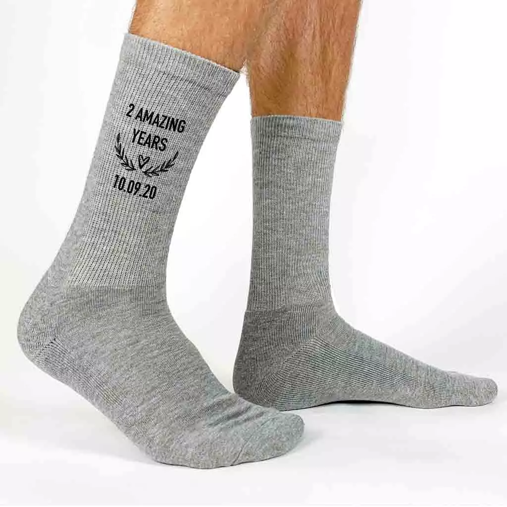 2nd Anniversary Dress Socks for Men - 2 Amazing Years