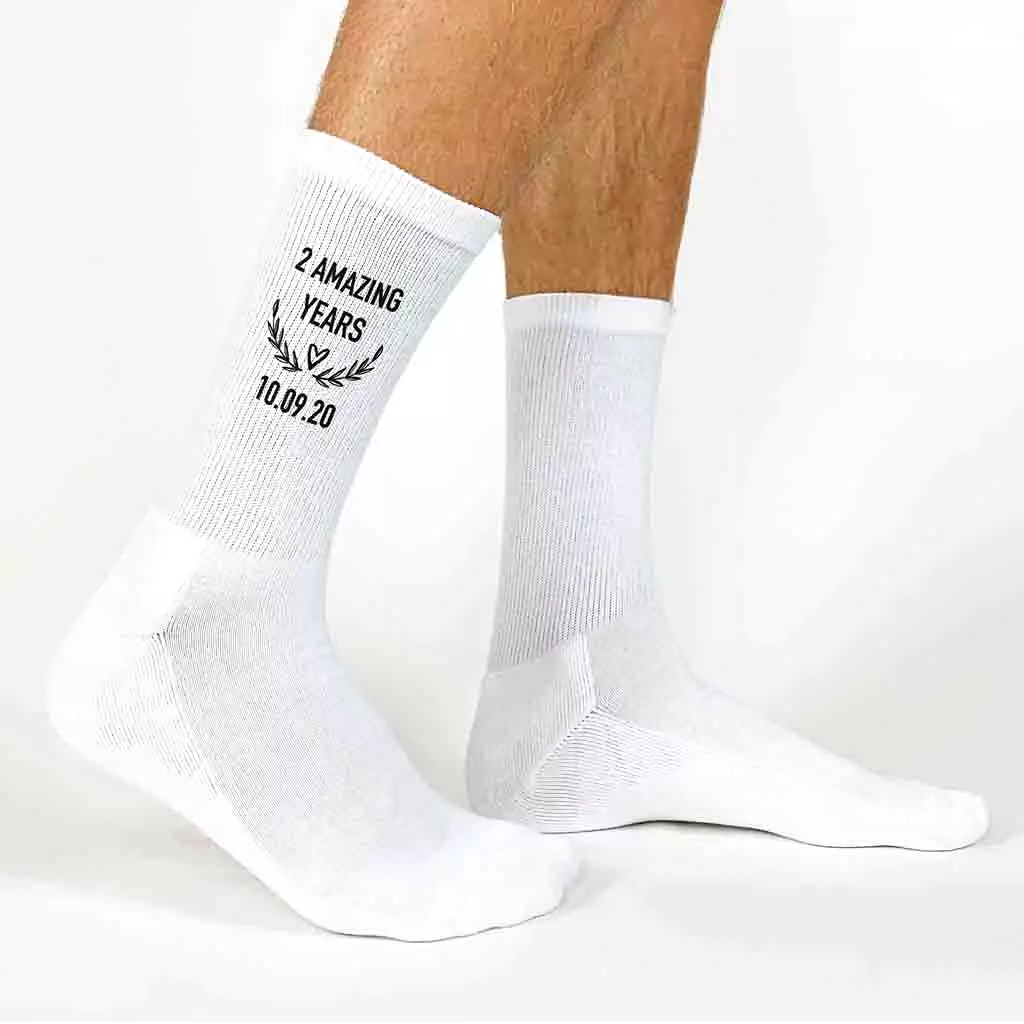 2nd Anniversary Dress Socks for Men - 2 Amazing Years