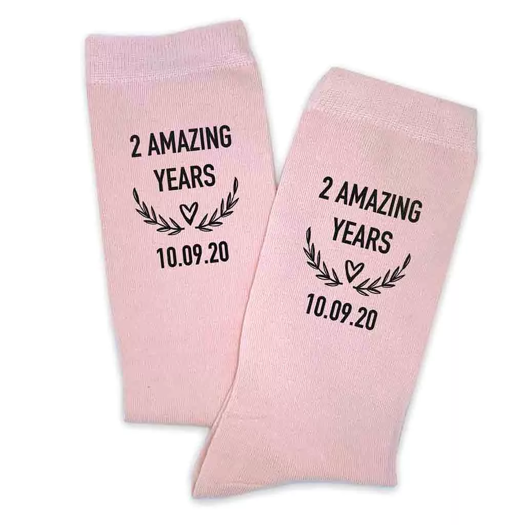 2nd Anniversary Dress Socks for Men - 2 Amazing Years