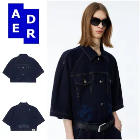 ADERERROR  |Unisex Street Style Cotton Short Sleeves Logo Shirts