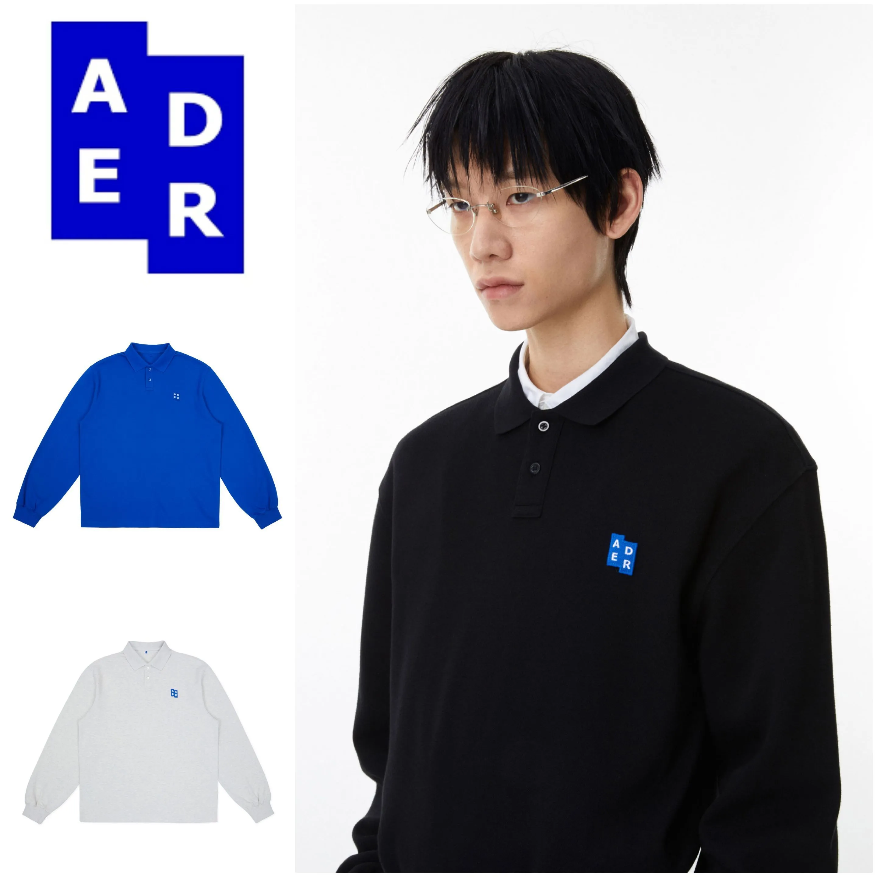 ADERERROR  |Unisex Street Style Long Sleeves Cotton Logo Polos