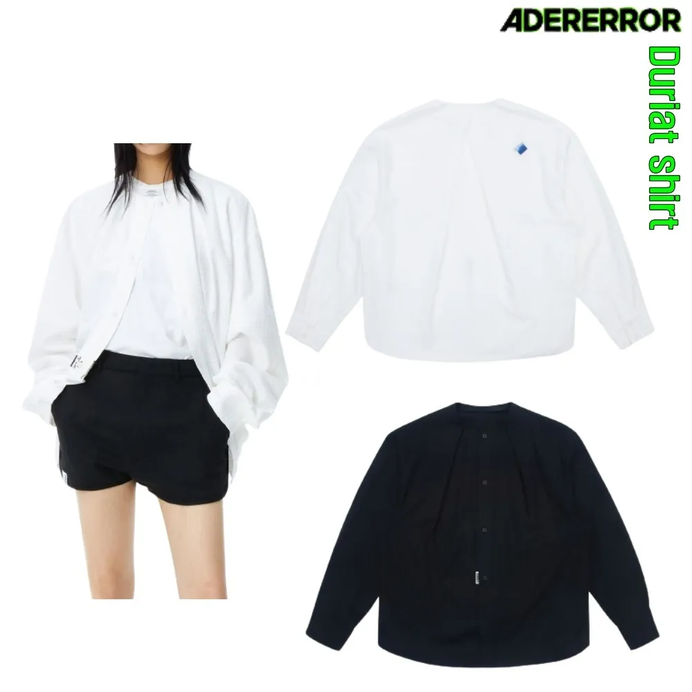 ADERERROR  |Unisex Street Style Long Sleeves Plain Logo Shirts