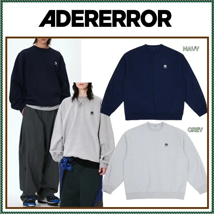 ADERERROR  |Unisex Street Style Long Sleeves Plain Logo Sweatshirts