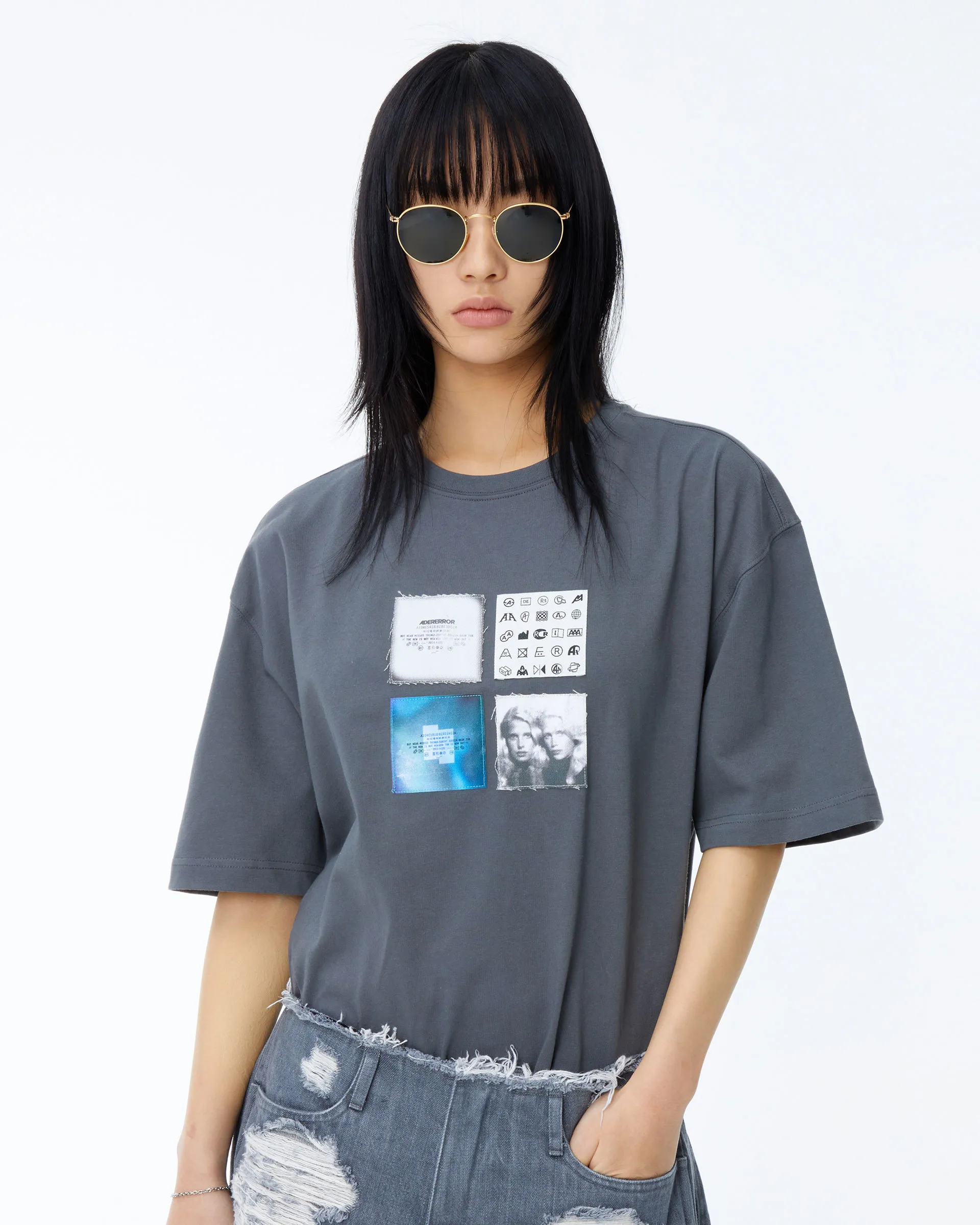 ADERERROR  |Unisex Street Style U-Neck Plain Short Sleeves Logo T-Shirts