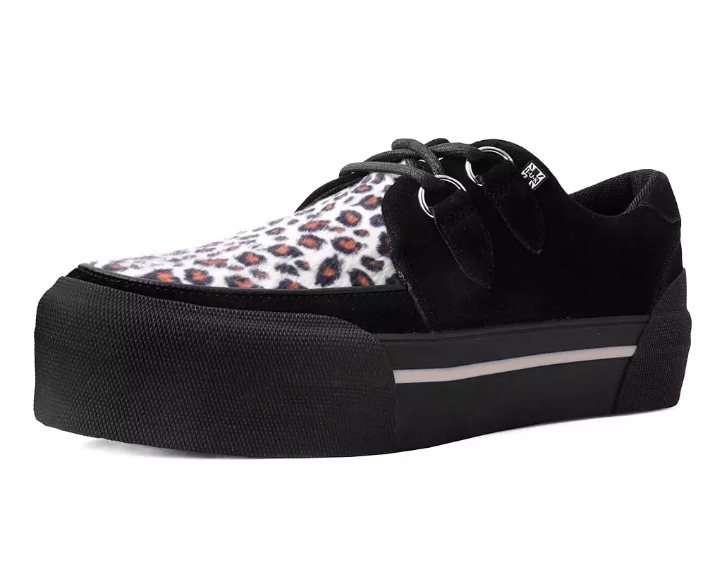 Black & Leopard Suede Platform Creeper Sneaker