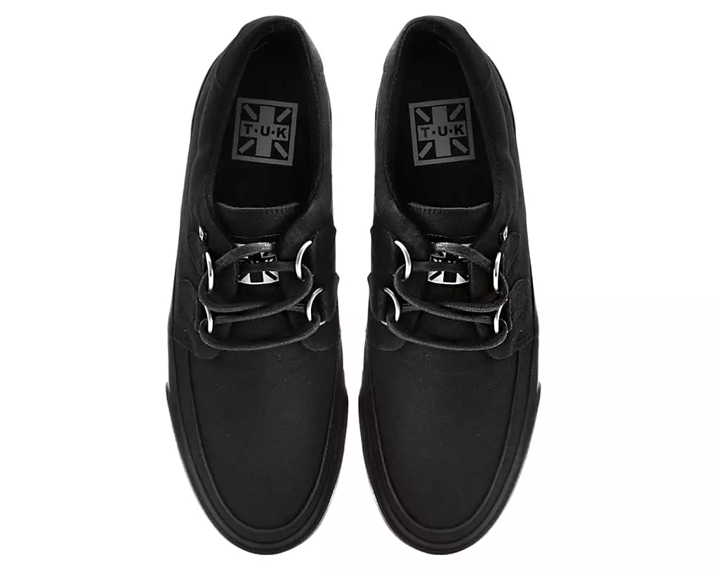 Black Basic Twill D-Ring Sneaker