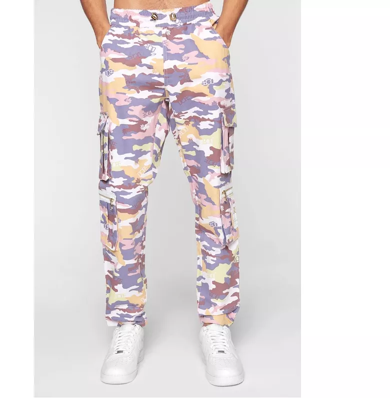 Camo Sateen Pants (Purple) / C1