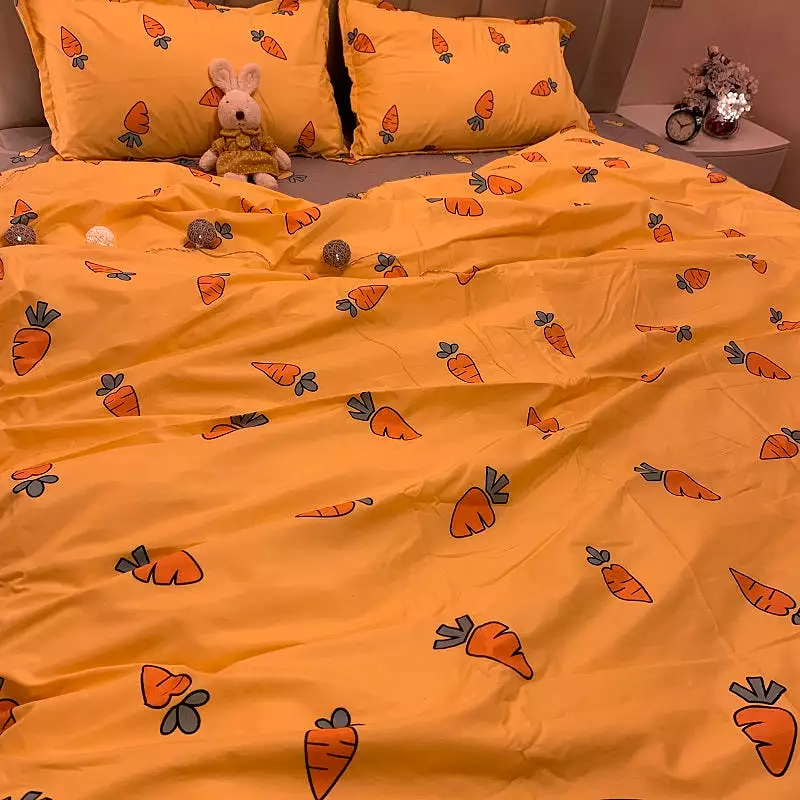 Carrot Printing Bed Sheet 4 Pieces AD11836