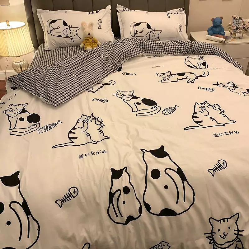 Cat Student Bed Sheet 4 Pieces AD11835