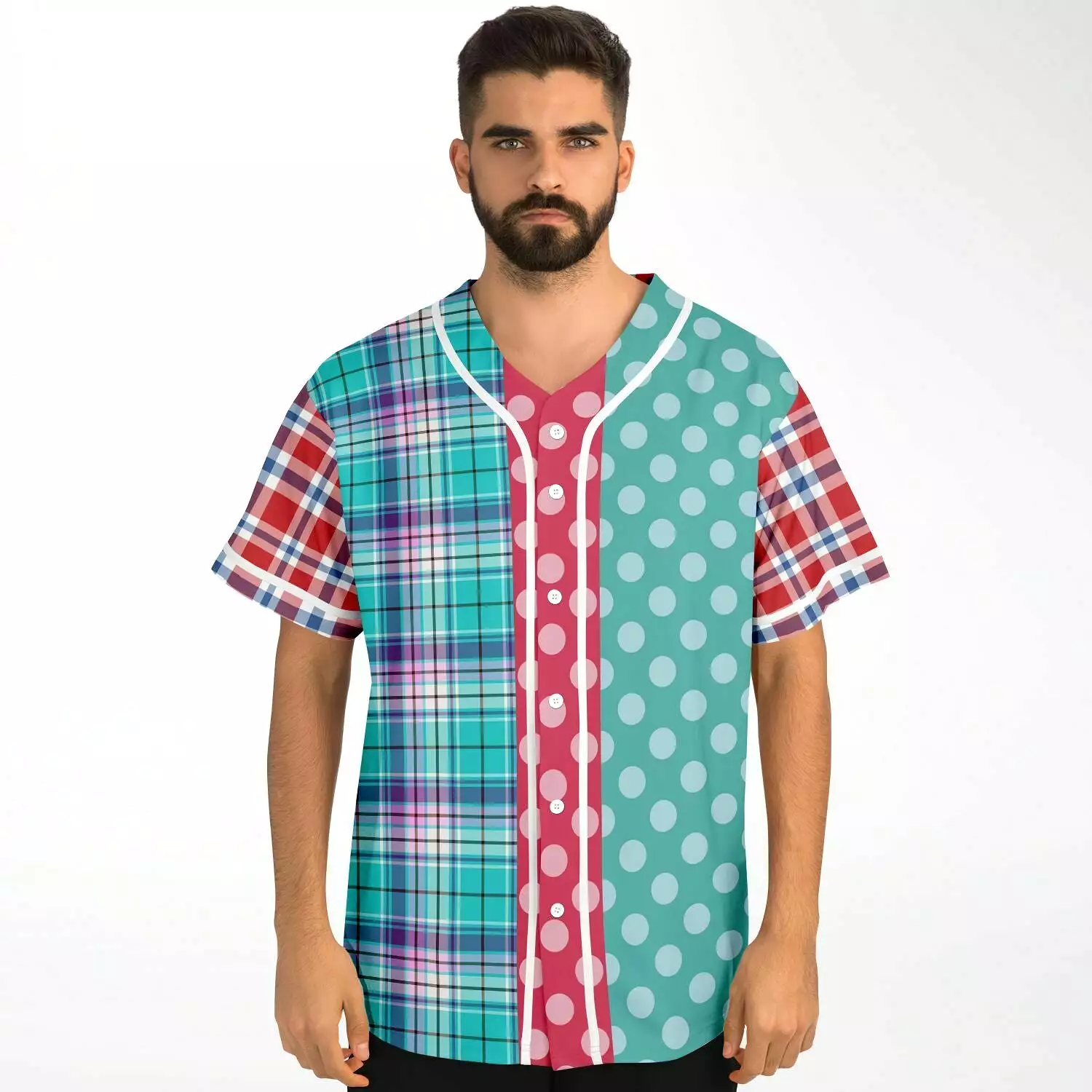 Cerulean Plaid Paisley Button Front Jersey