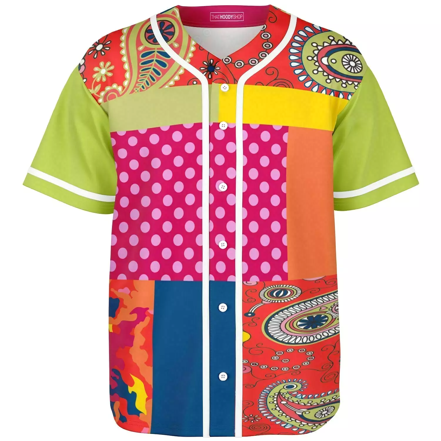 Chili Pepper Patchwork Button Front Jersey