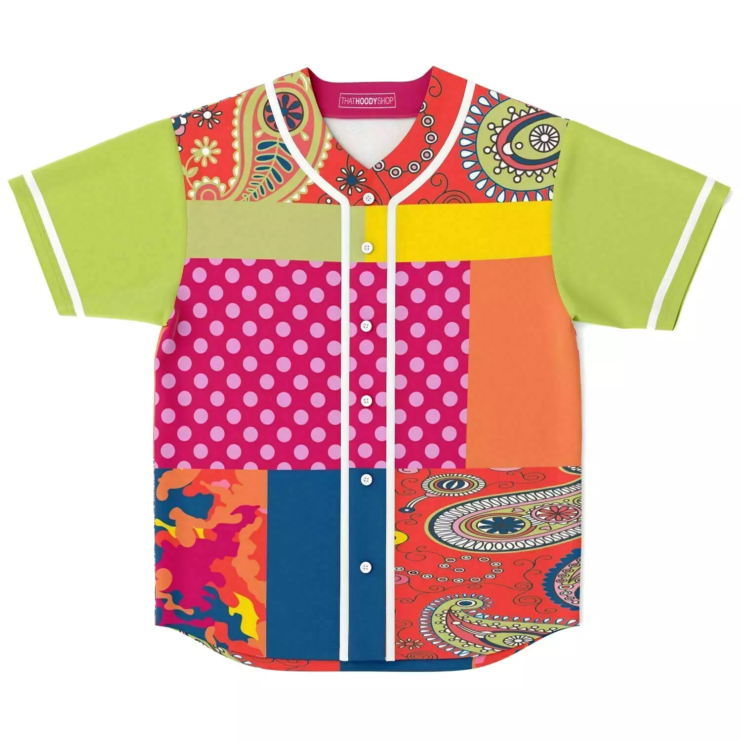 Chili Pepper Patchwork Button Front Jersey