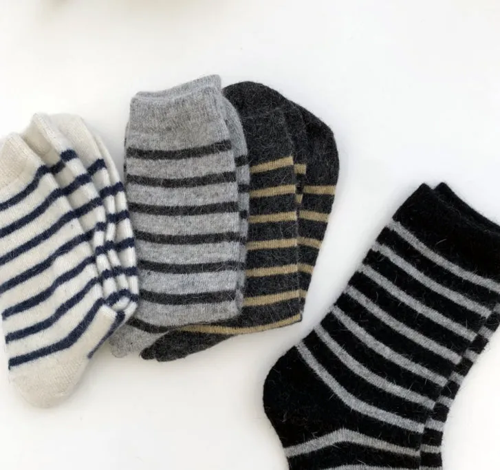 Cozy and Warm | Wool Socks | Black Stripes