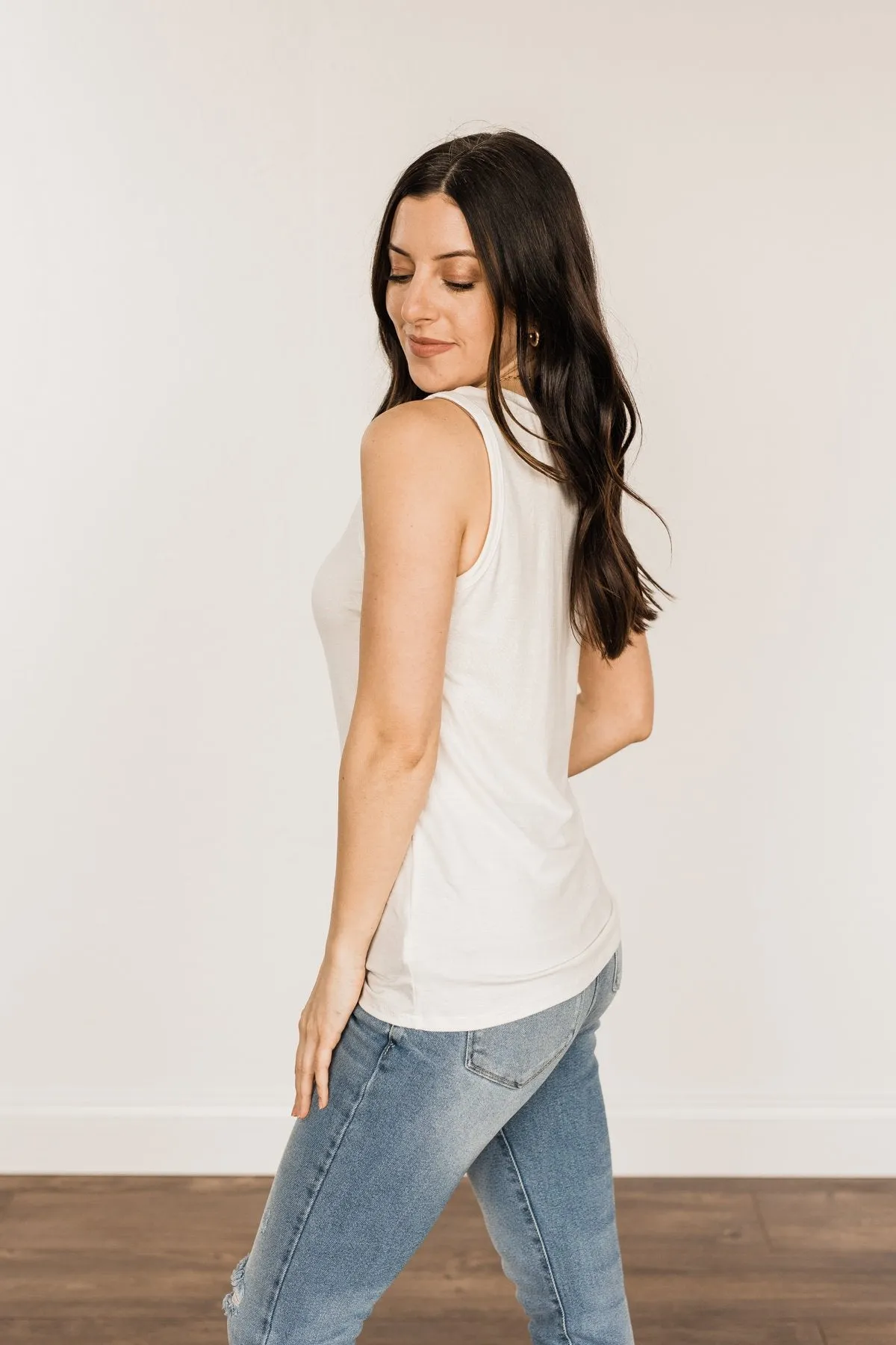 Energize The Day Lace Tank Top- Off-White