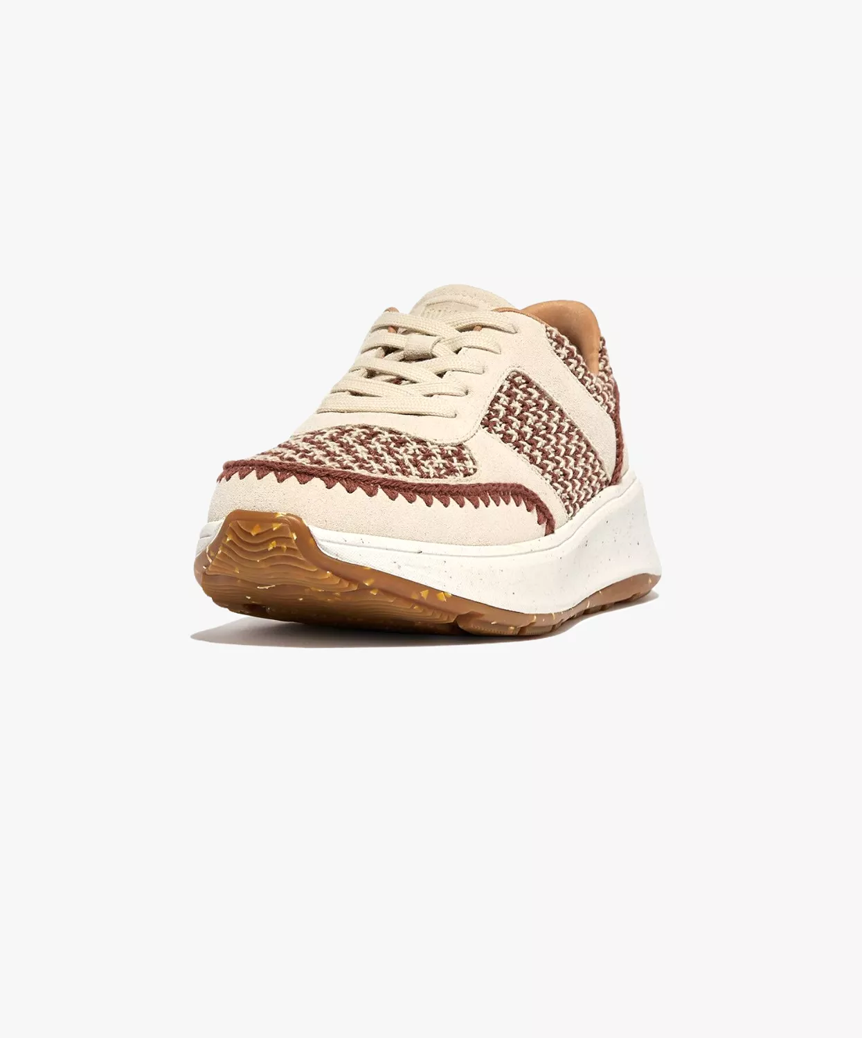 FitFlop F-mode e-1 Crochet/Suede Flatform Sneakers Brown