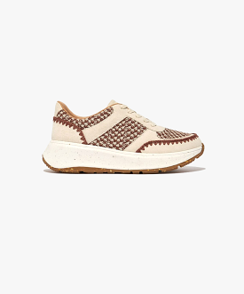 FitFlop F-mode e-1 Crochet/Suede Flatform Sneakers Brown