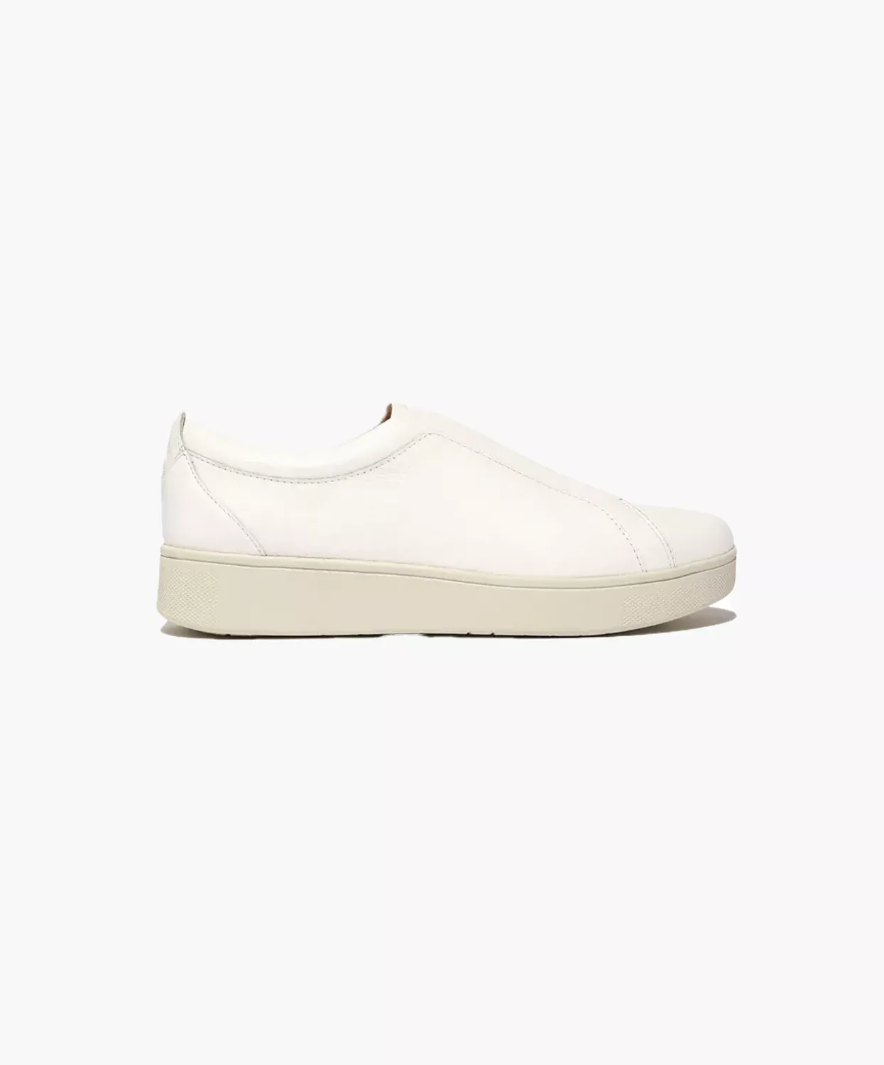 FitFlop Rally Elastic Tumbled-Leather Slip-On Sneakers White