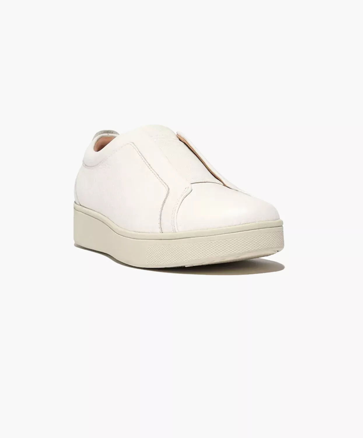 FitFlop Rally Elastic Tumbled-Leather Slip-On Sneakers White