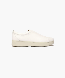 FitFlop Rally Elastic Tumbled-Leather Slip-On Sneakers White