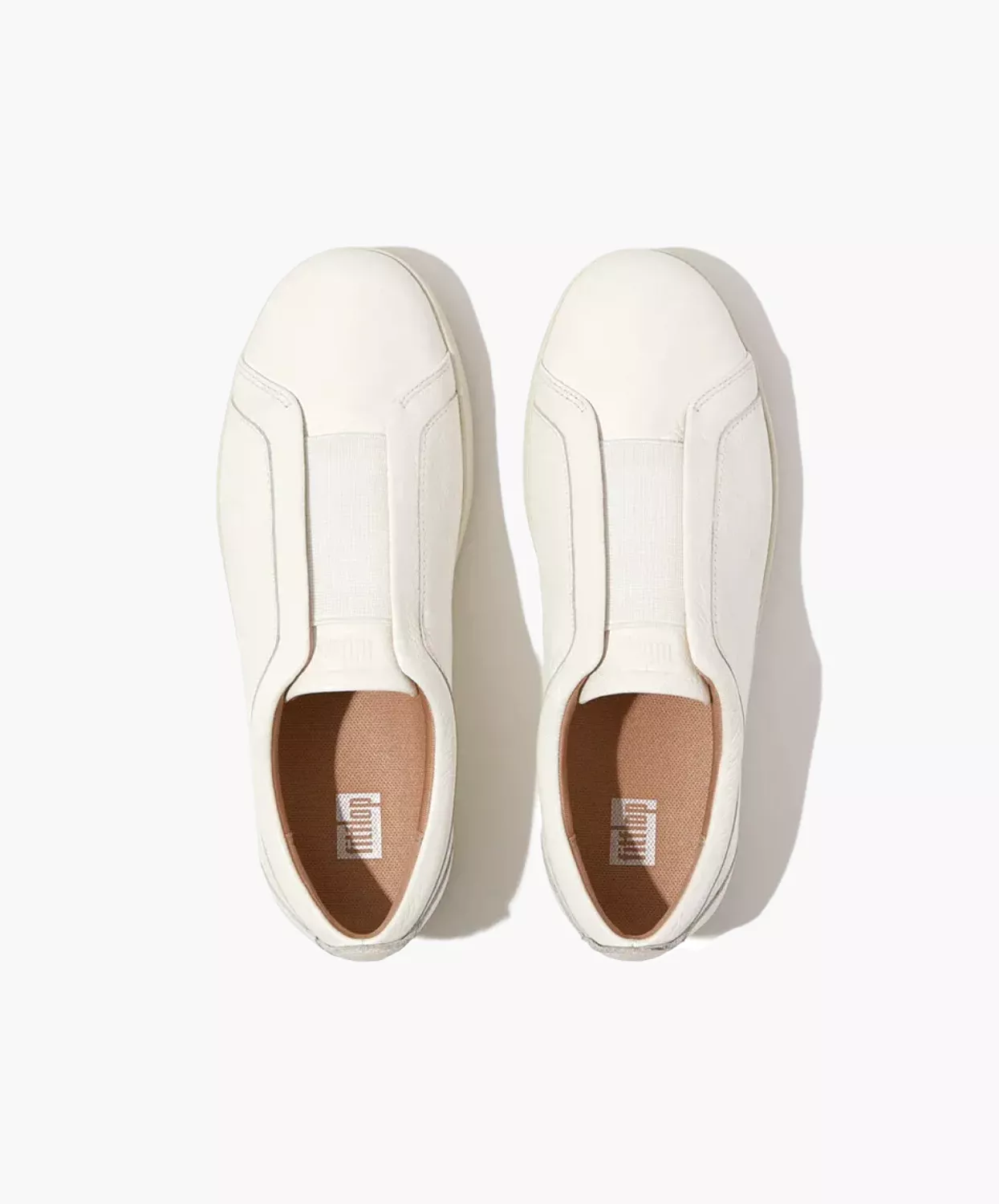 FitFlop Rally Elastic Tumbled-Leather Slip-On Sneakers White