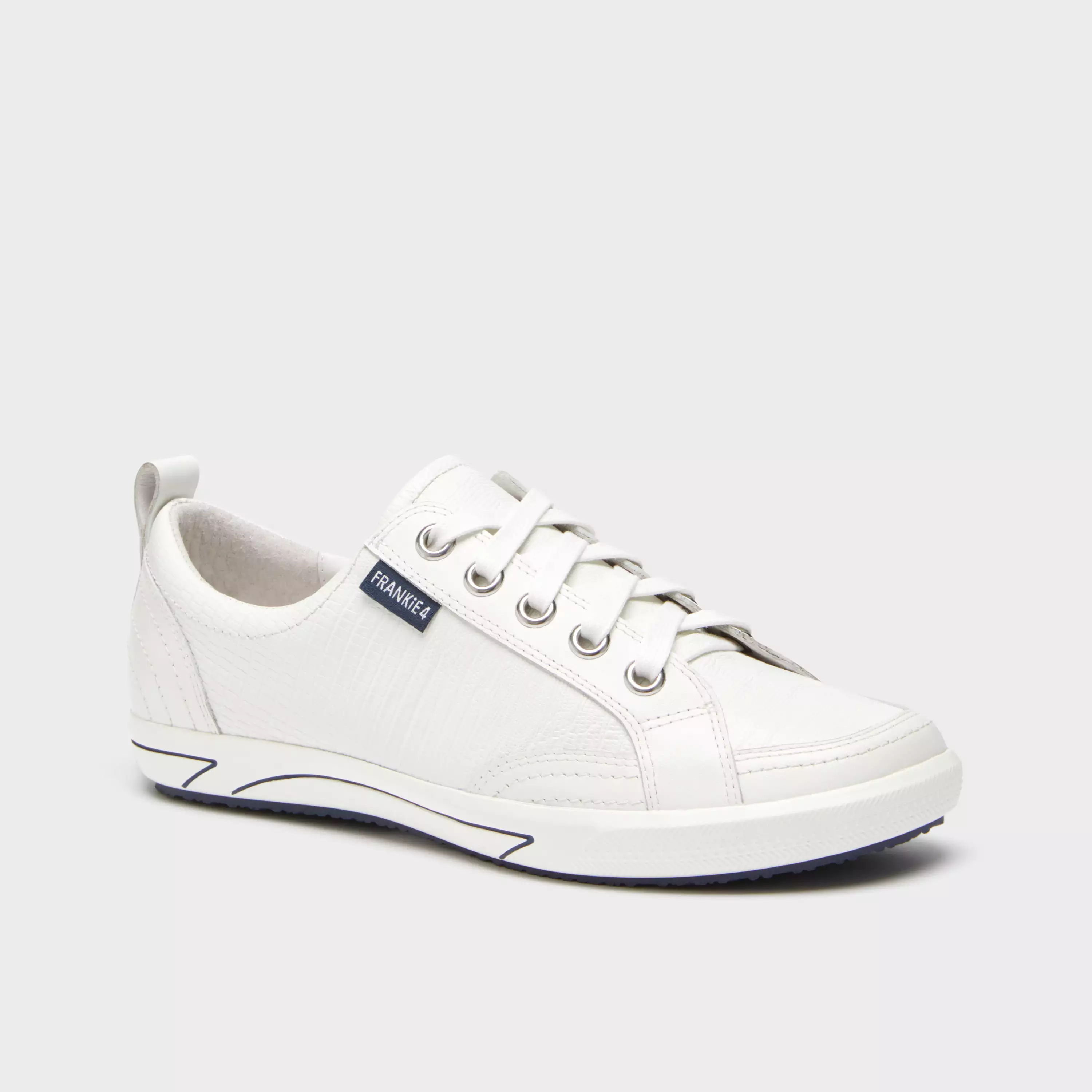 FRANKIE4 Ellie IV White Lizard Emboss Sneakers