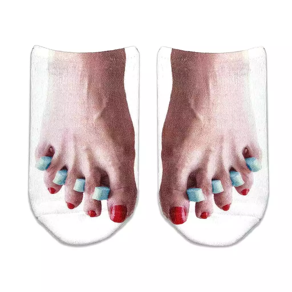 Funny Red, White, and Blue Feet Socks for Women