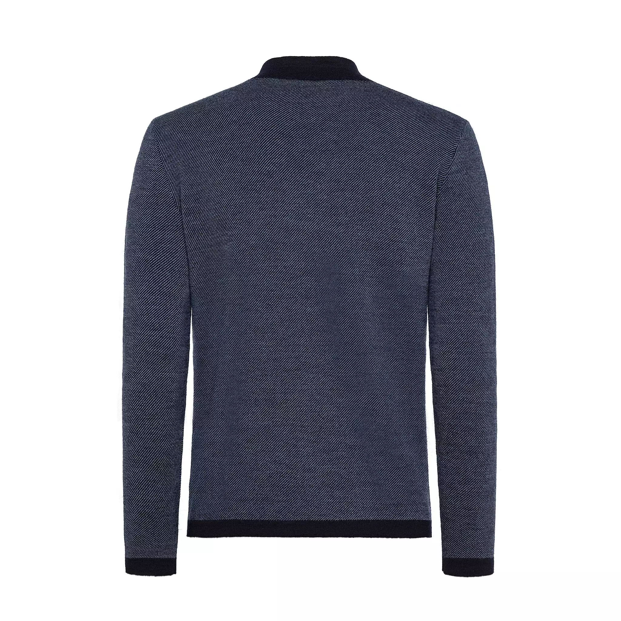 Gad knit half zip bicolor jumper in wool and leather detail