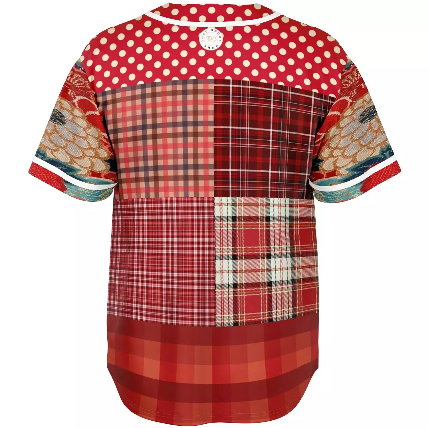 Jersey Salsa Plaid Patchwork Button Front Jersey