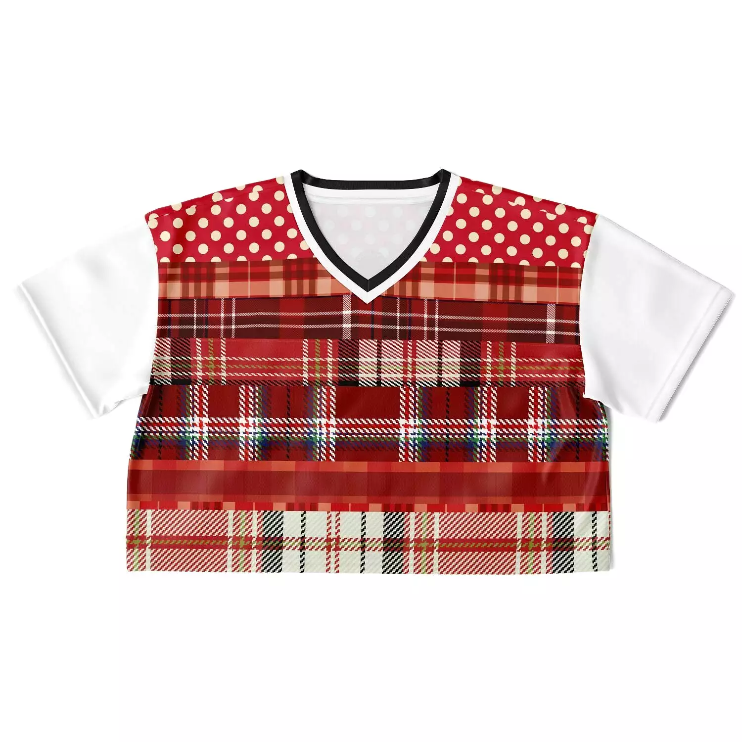 Jersey Salsa Plaid Patchwork Crop Jersey