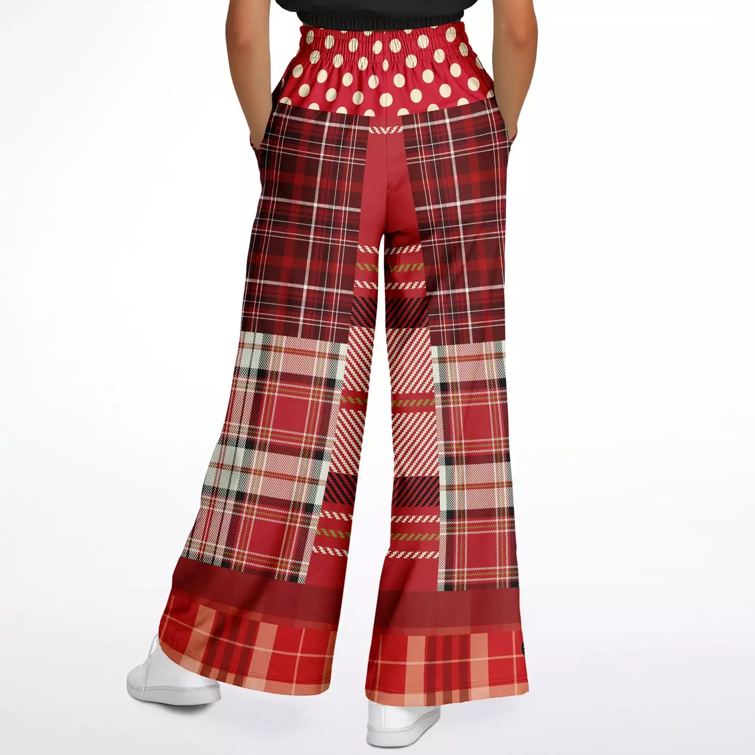 Jersey Salsa Red Plaid Eco-Poly Stretchy Phat Bellbottoms