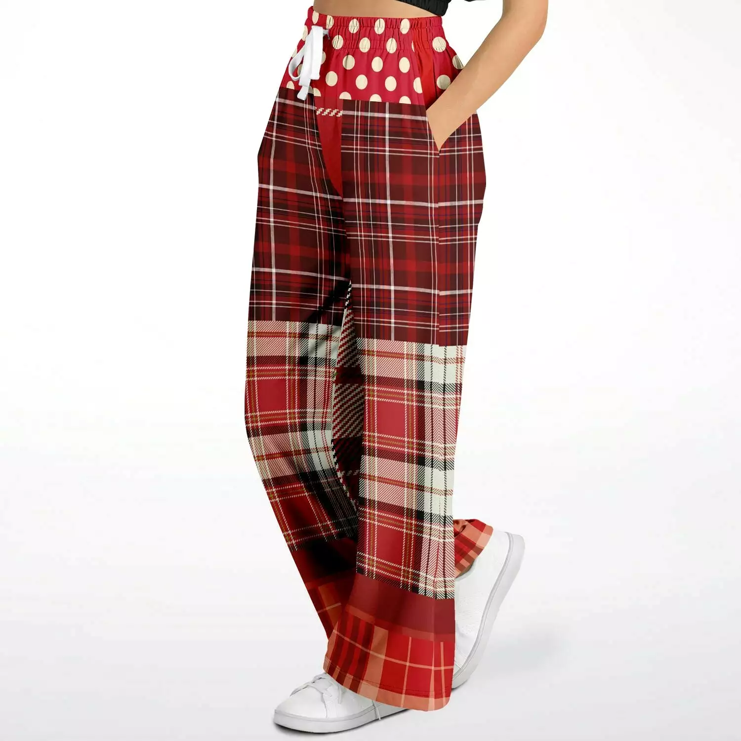 Jersey Salsa Red Plaid Eco-Poly Stretchy Phat Bellbottoms