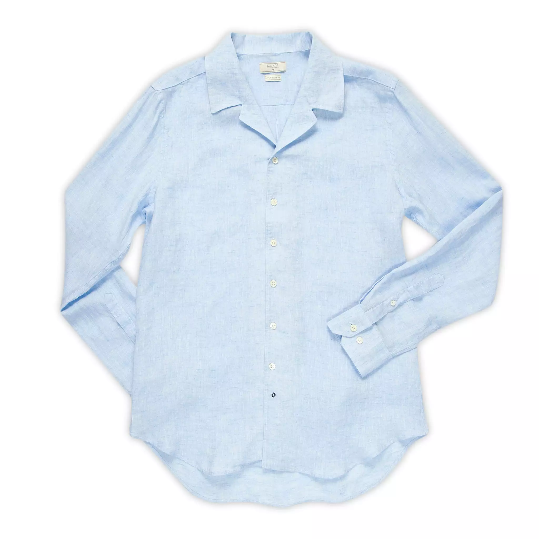 Joshua open neck shirt in Capri Linen