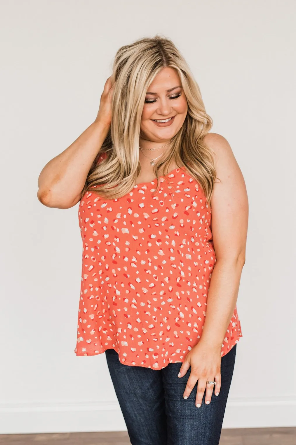 Let Your Love Show Printed Tank Top- Deep Coral