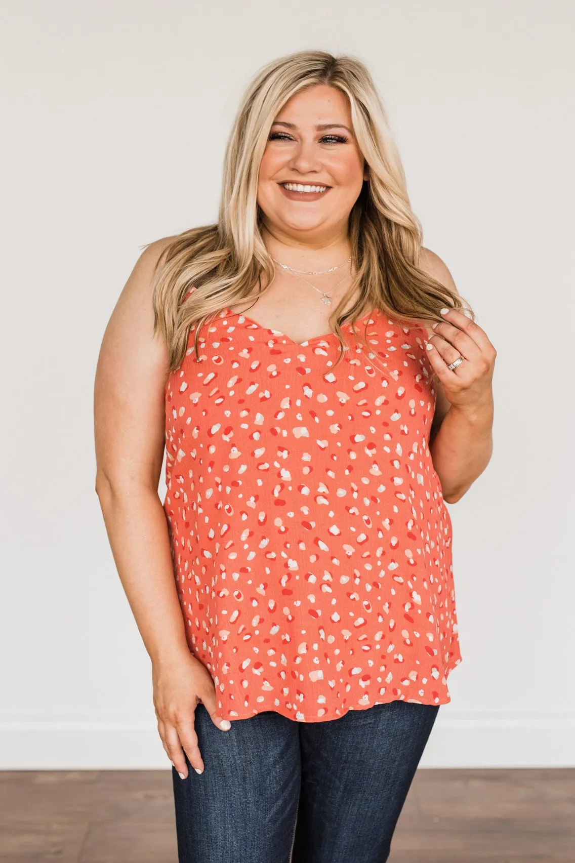 Let Your Love Show Printed Tank Top- Deep Coral