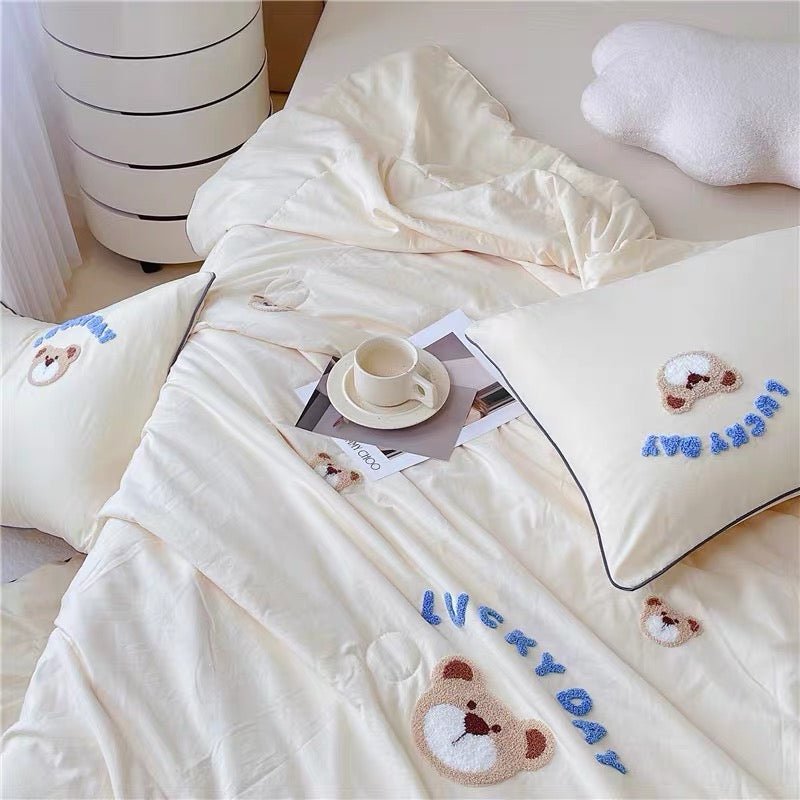 Little bear summer comforter + pillow cases + bed sheet bedding set bed linen