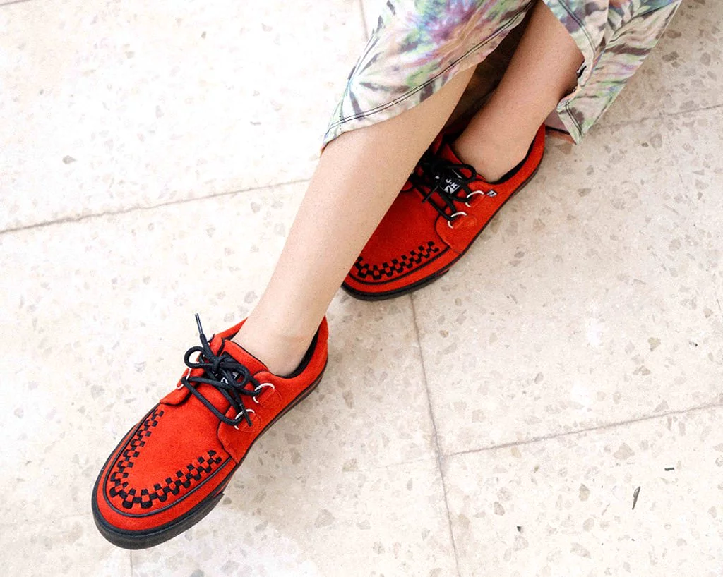 Lucious Red Suede D-Ring Interlace Sneaker