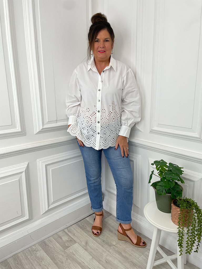 Malissa J Broderie Anglaise Shirt - White