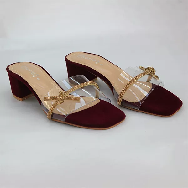 Maroon Heel Slippers for women