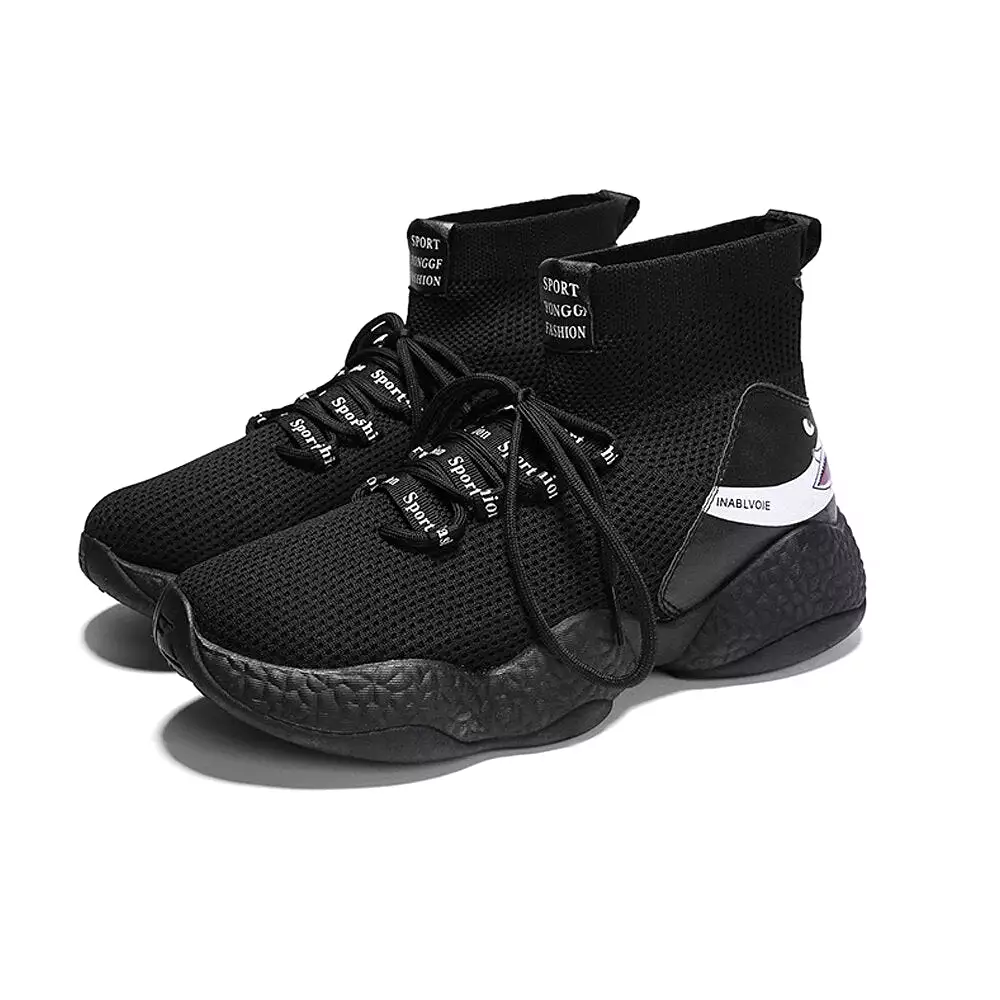 Men High Top Sock Sneakers Breathable Casua Shock Absorption Mesh Shoes Outdoor Jogging Running Shoes