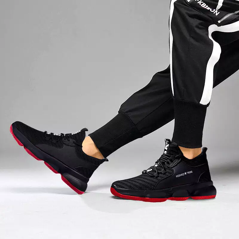 Men Lace Up Running Shoes Outdoor Sports Sneakers Breathable Mesh Comfort Jogging Shoes