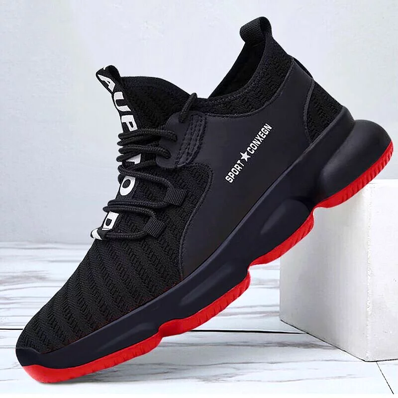 Men Lace Up Running Shoes Outdoor Sports Sneakers Breathable Mesh Comfort Jogging Shoes