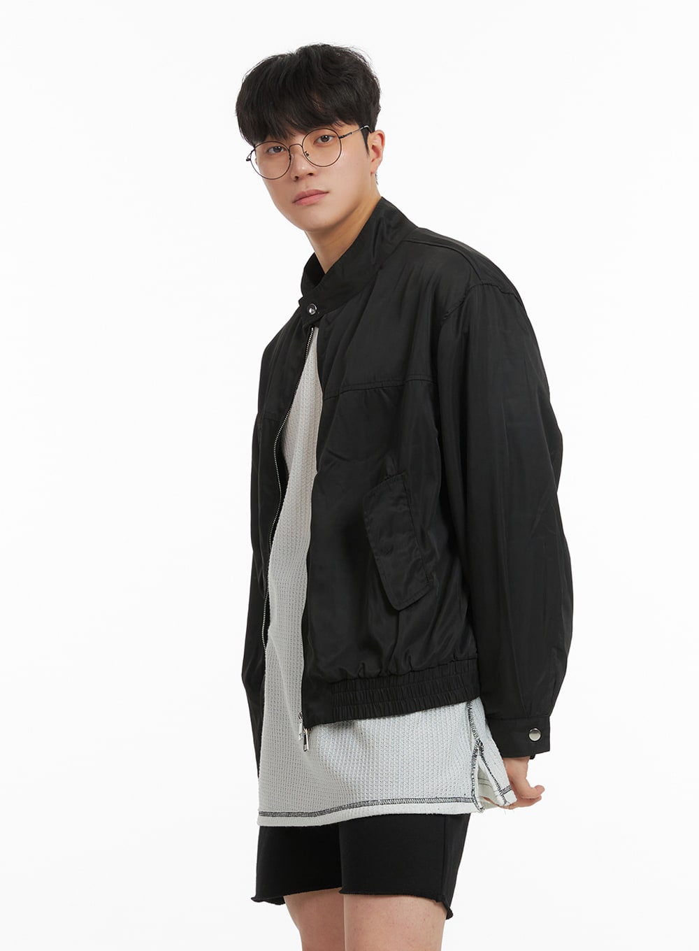 Men's Solid Bomber Jacket IA402