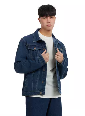 Men's Solid Button Denim Jacket IA402