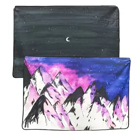 Moonlit night Milky Way Picnic Mats Pouch SET Graphic Blanket Square shaped Waterproof Outdoor Portable Camping Rugs Beaches