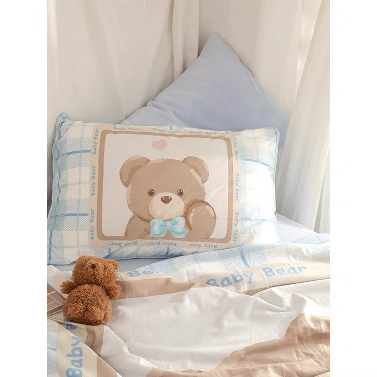 Morning bear milky fleece bedding set soft