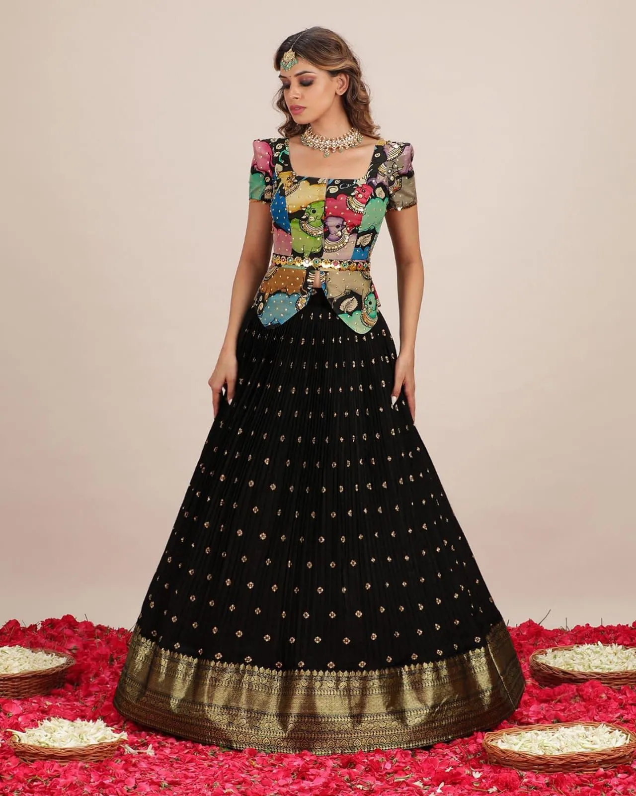 New Launching Real Diamond Work And Kalamkari Design Crop Top  with Lehanga -SSS001LC