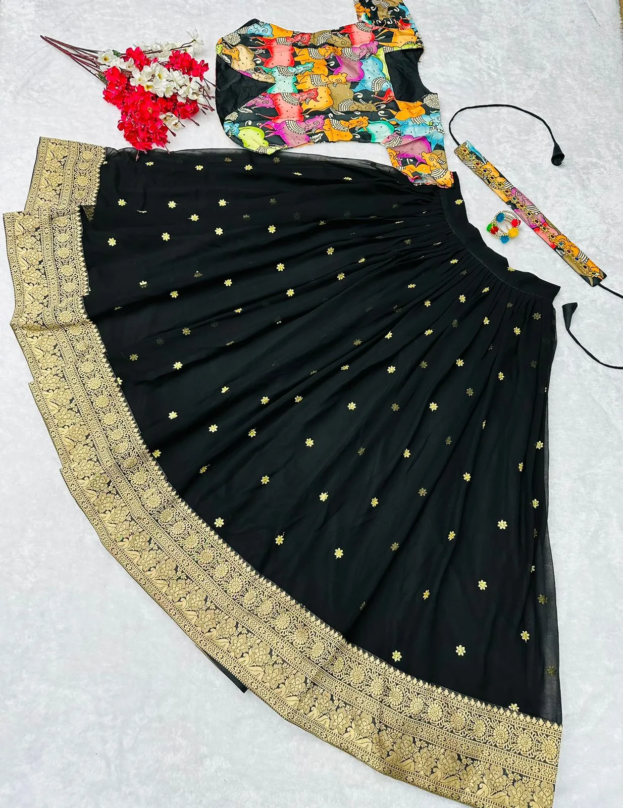 New Launching Real Diamond Work And Kalamkari Design Crop Top  with Lehanga -SSS001LC