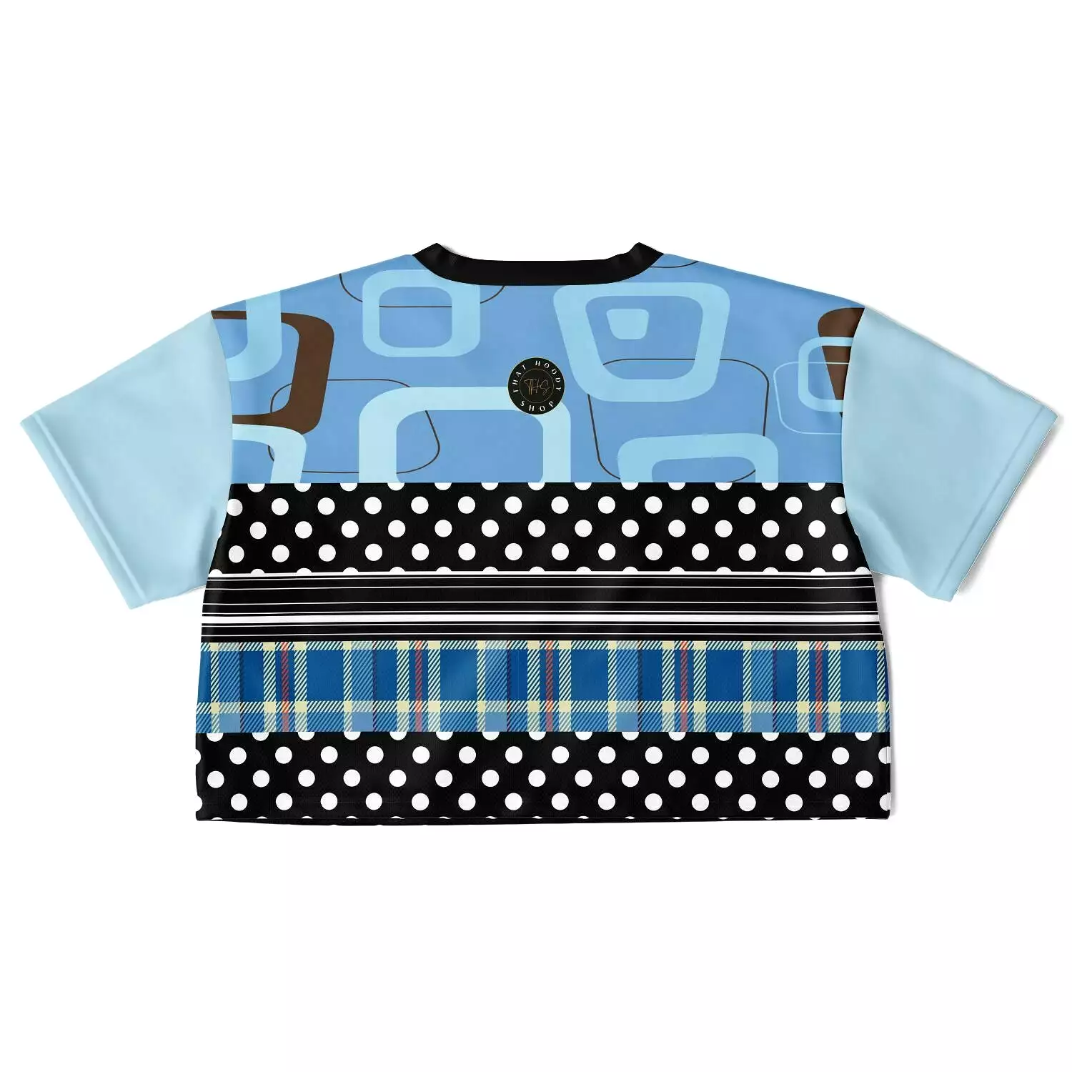 Pacific Palisades Blue Patchwork Crop Jersey